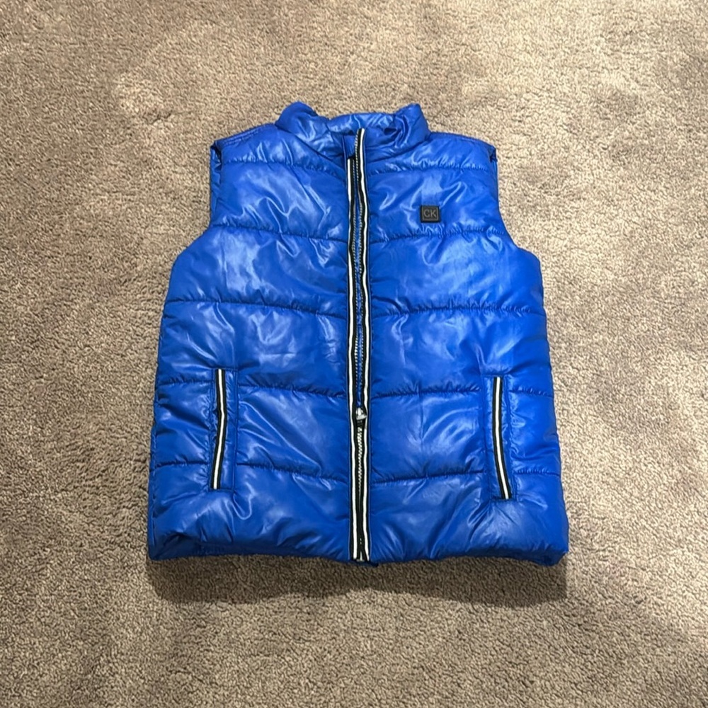 Calvin Klein Puffer Vest SIZE 6 Blue Quilted Zip Up Lightweight Kids Jacket
